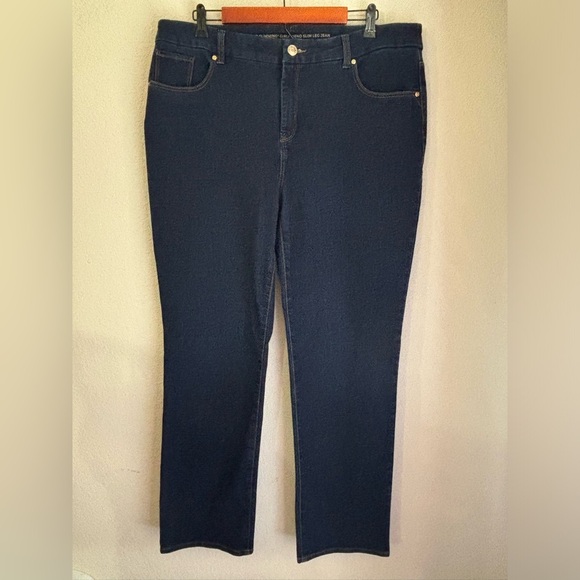 Chico’s So Slimming Girlfriend Slim Leg Dark Wash Mid High Waist Jeans 3 16R - Picture 10 of 11